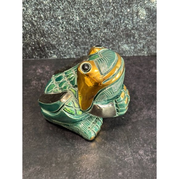 Vintage DeRosa Artesania Rinconada Frog Figurine #713 14K Gold & Platinum Trim C - Picture 5 of 9